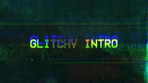 交叉阴影线赛博朋克logo简介MogrtPR模板Glitchy Intro Mogrt