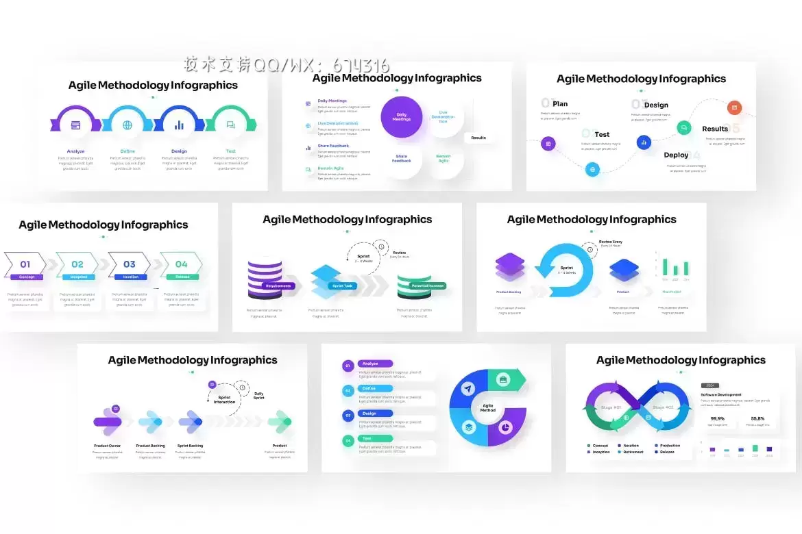 敏捷方法论信息图表PPT模版 (PPTX)下载