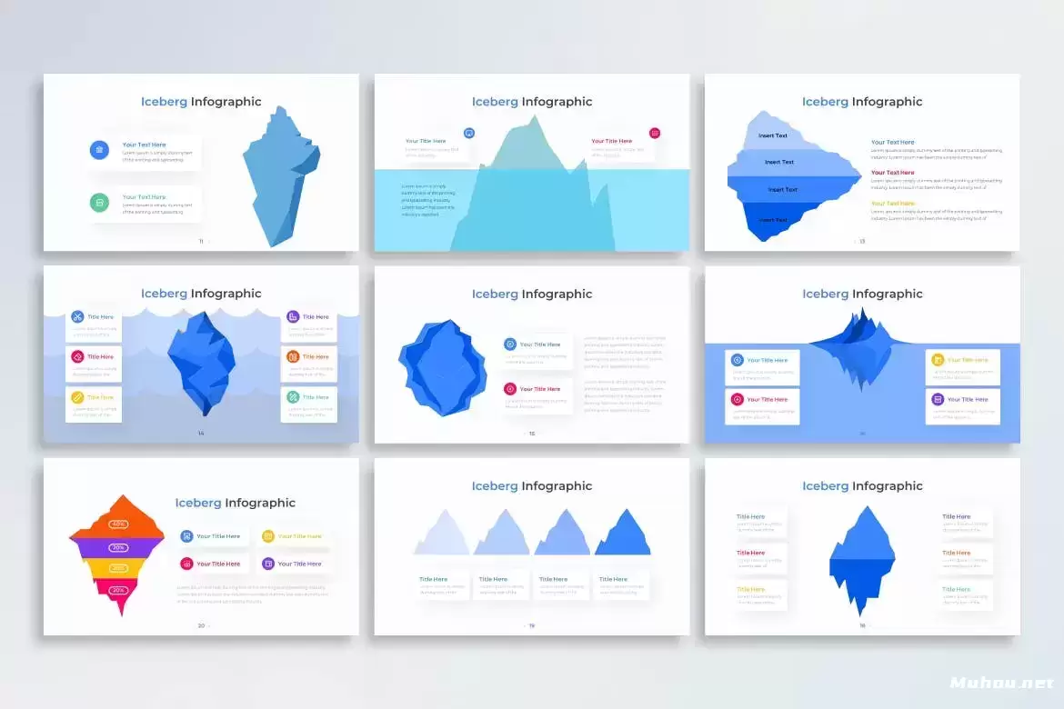 冰山概念图 PowerPoint 信息图表模板 PPT模版 (PPTX)下载