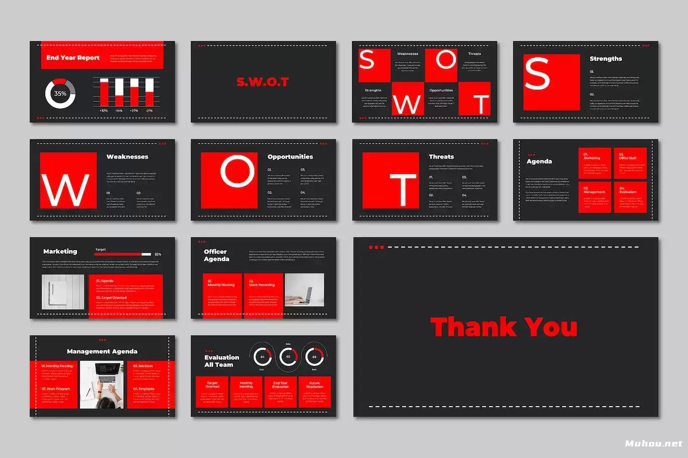 SWOT – 议程 – 信息图 – 分析 PPT模版 (PPT,PPTX)下载