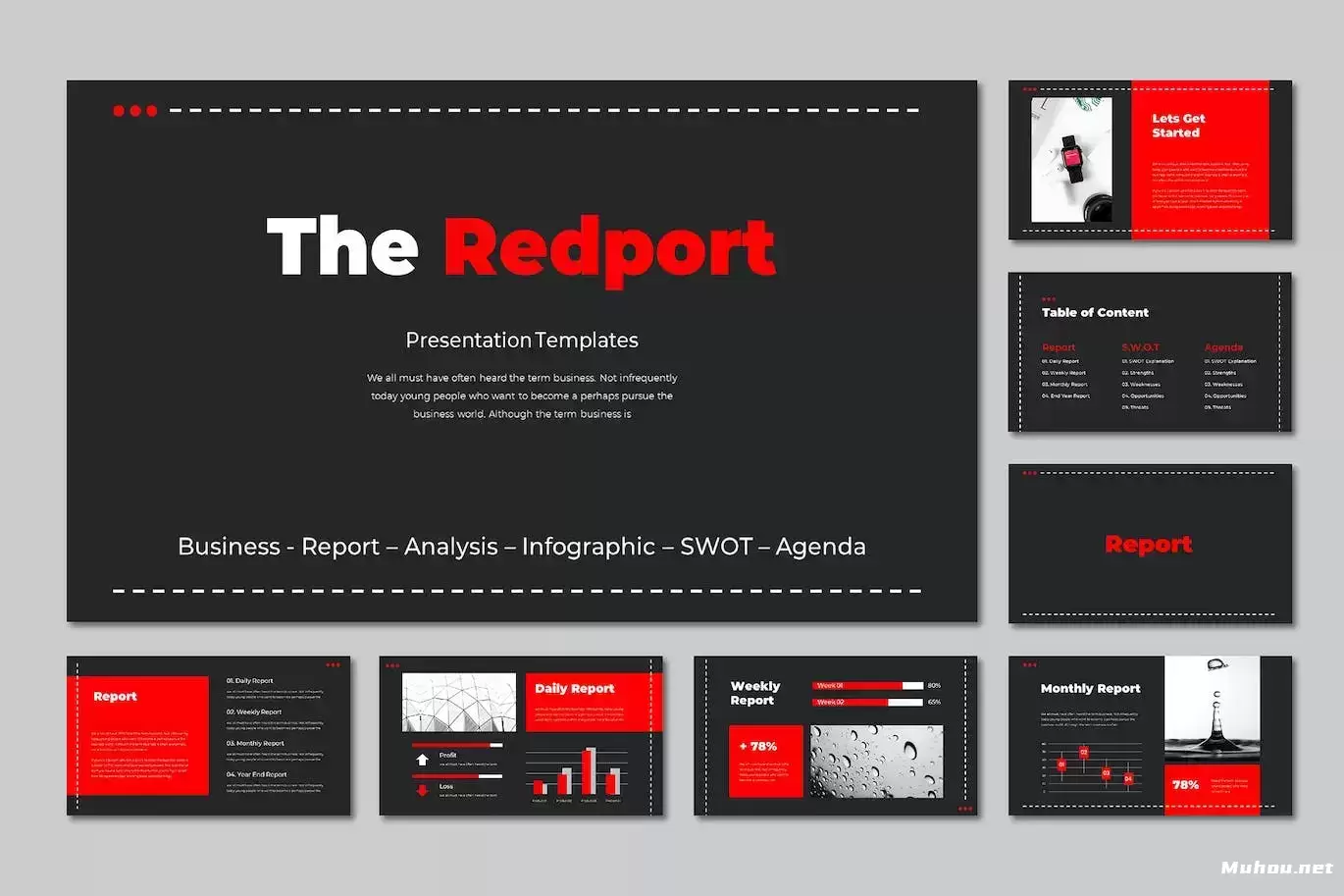 SWOT – 议程 – 信息图 – 分析 PPT模版 (PPT,PPTX)下载