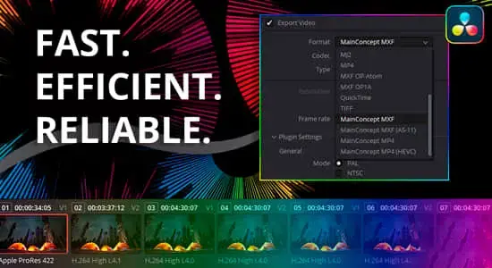 视频渲染编解码器输出达芬奇插件 MainConcept Codec Plugin for DaVinci Resolve v1.6 CE Win