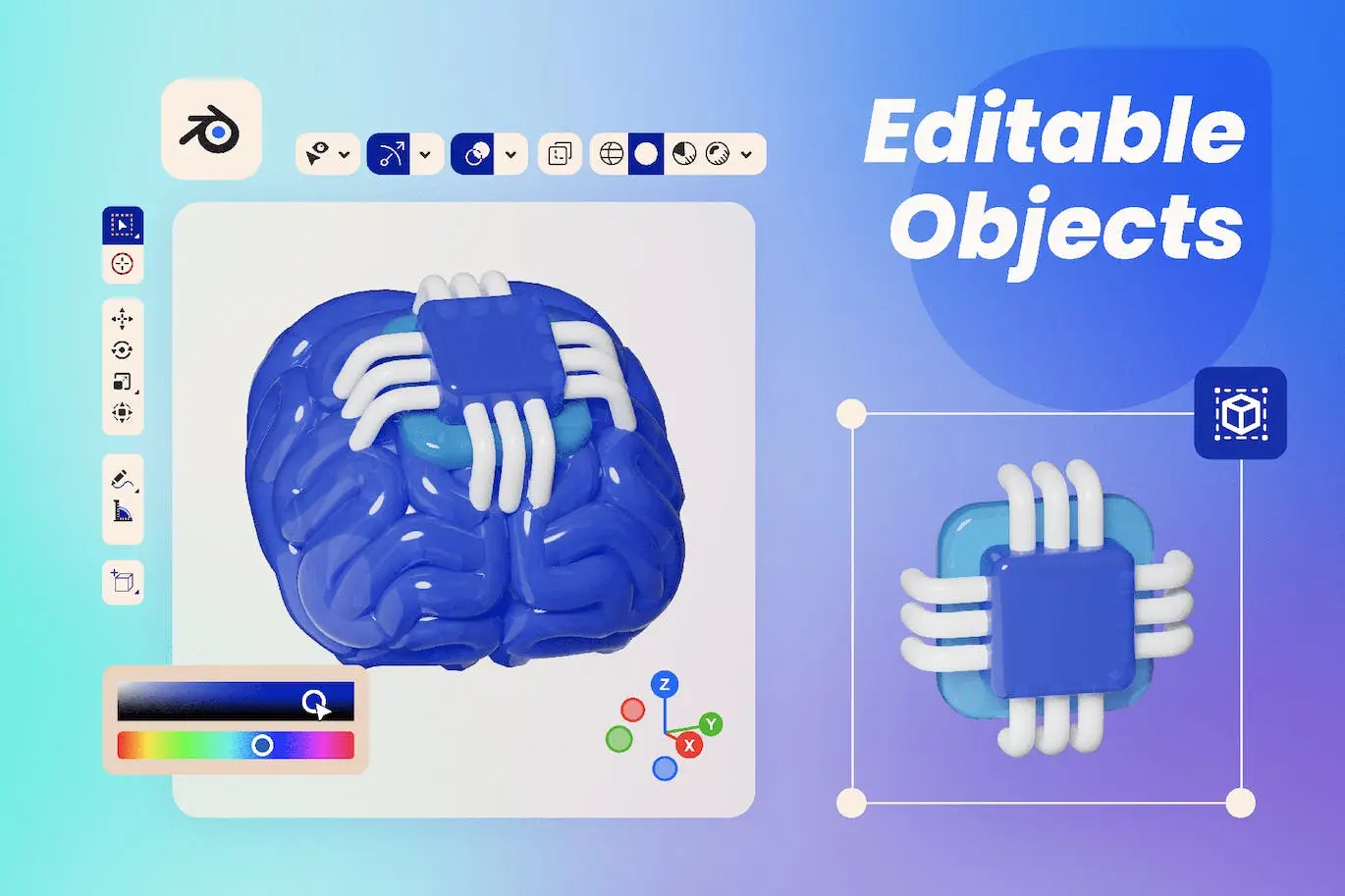 未来风格 3D 图标 (PNG,blend)模型下载