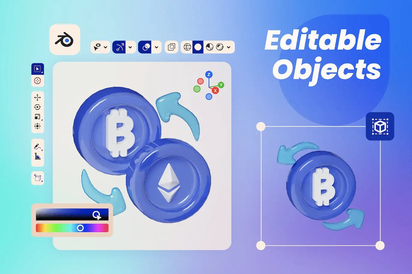加密技术 3D 图标 (PNG,blend)模型下载