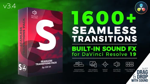 DaVinci Resolve的无缝过渡全能影视转场特效包