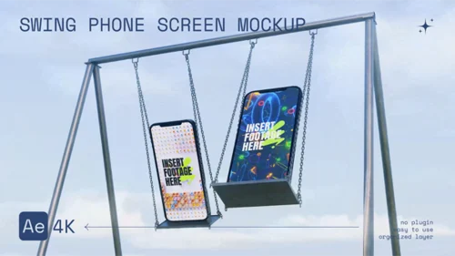 Swing3D动态手机屏幕模型AE模板
