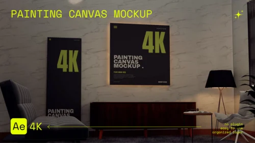 油画布画框展示AE模板 - Painting Canvas Mockup