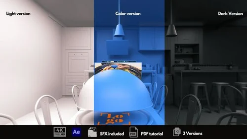 3D厨房主厨标志AE开场模板 | 4K餐饮品牌动态片头