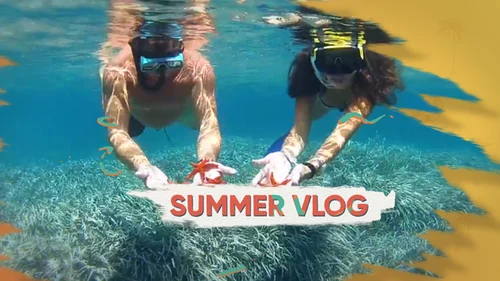 夏日手绘风旅游Vlog快剪AE片头模板