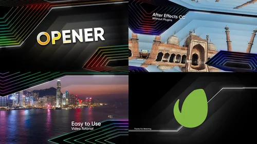 霓虹几何光效动态模板 - AE科技感开场动画