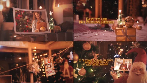 金色圣诞相册幻灯片 - After Effects 模板