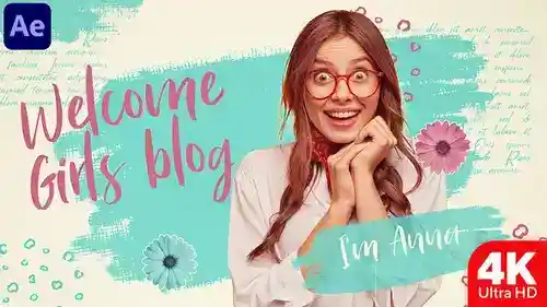 女孩的YouTube博客简介 | | 刷YouTube简介AE模板