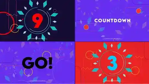 垂直数字倒计时AE模板 - 10秒未来风开场合集