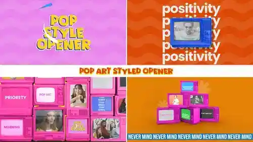 【复古多屏电视墙】80-90年代卡通流行风 AE 模板