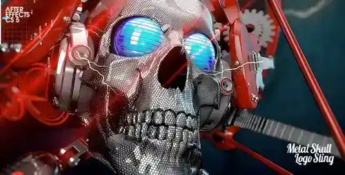 震撼DJ标识片头AE模板 - 动态骷髅3D Logo演绎