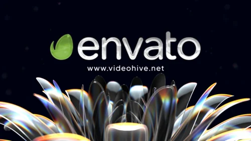 花朵绽放标志展示AE模板 - 3D水晶花标志揭示动画