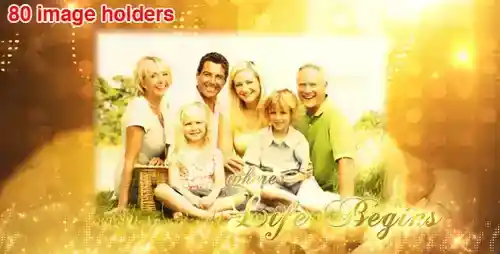 AE模版介绍：金色年华 - 相册回忆幻灯片