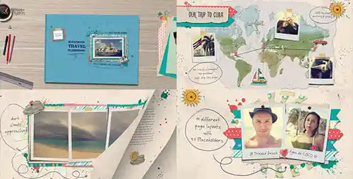 旅行剪贴簿风格动态相册AE模板