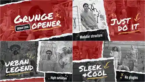 都市杂质摇滚撕裂开场AE模板 | 混沌时尚宣传片头