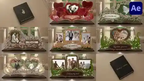 3D故事书相册翻页动画AE模版 - 立体时光纪念册