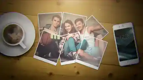 复古相册照片展示与Logo揭示AE模板