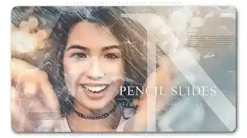 优雅的铅笔回忆幻灯片AE模板