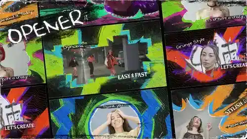 Grunge画笔动态片头AE模板