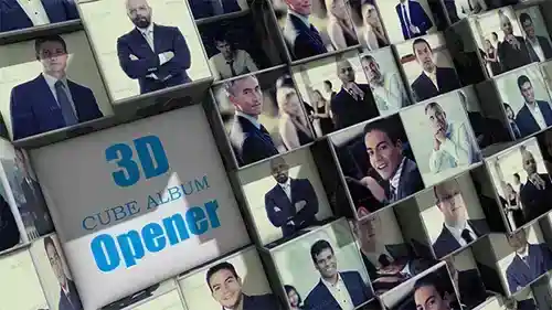 3D立方体专辑片头动画AE模板