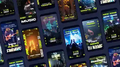 动态音乐播放列表风格 Instagram/Facebook 故事模版 (After Effects)