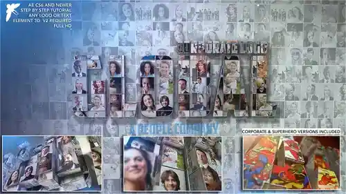 超级英雄马赛克标志揭示特效模板