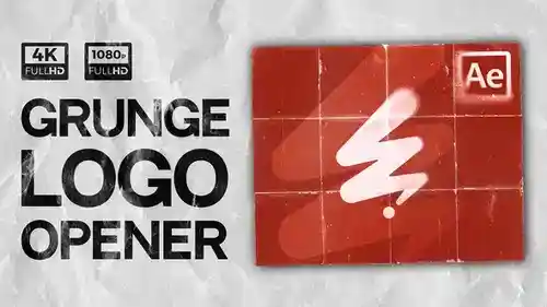 Grunge标志片头动画AE模板