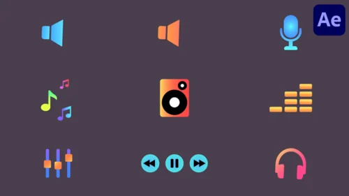 动感音乐可视化AE模板 - 炫彩音符动画特效