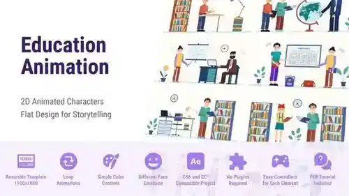 教育平面角色-动画MOGRT Premiere ProPR模板