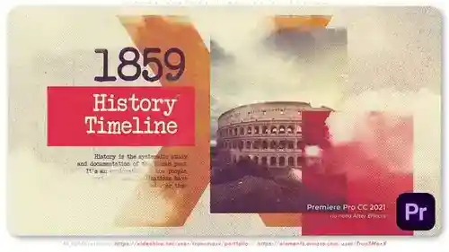 复古气息的历史时间轴视频/纪录片幻灯片PR模板