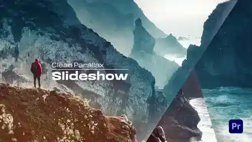 照片视差播放干净的视差幻灯片PR模板