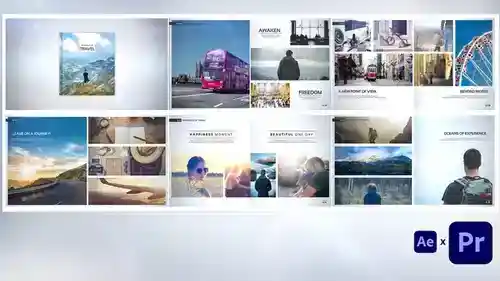 多屏动态相册介绍PR模板