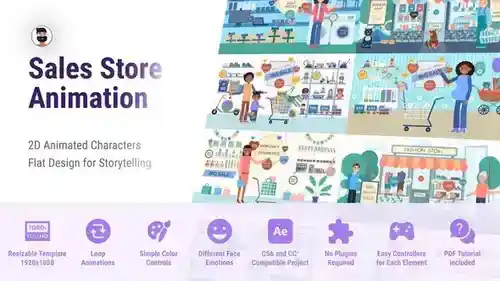 炫彩扁平风黑色星期五促销视频PR模板 (MOGRT)