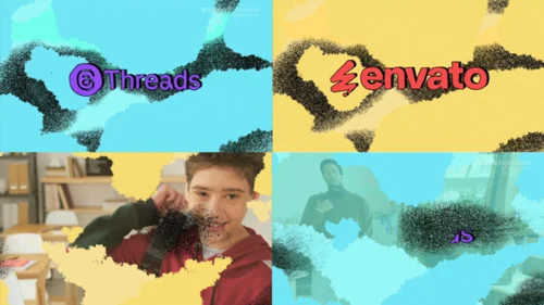 Premiere Pro的撕裂纹理GrungeLOGO标志过渡PR模板