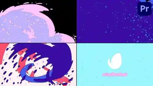 2D动漫卡通风格彩色流体变形LOGO片头PR模板