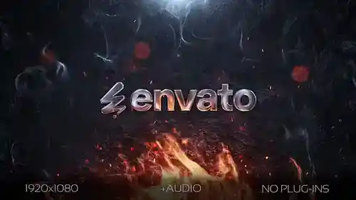 专业电影级动态标题模板：金属火焰特效PR模板