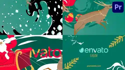 圣诞老年人的驯鹿圣诞节LOGO标志 | Premiere Pro MOGRTPR模板