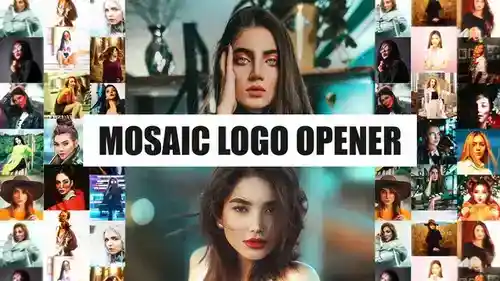 MosaicLOGO标志简介I多屏幕片头PR模板