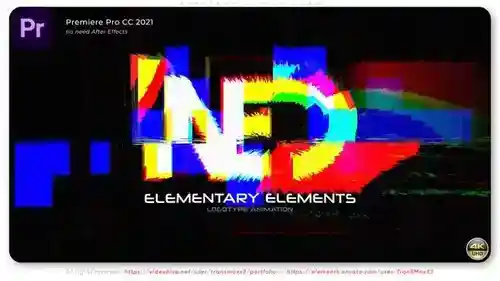 Elementary Elements - 炫酷故障 Logo 动画PR模板