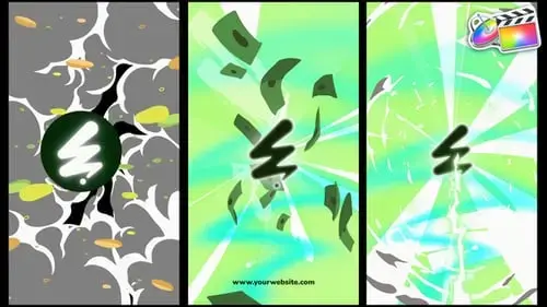 爆炸烟钱标志动画爆炸 | FCPX模板