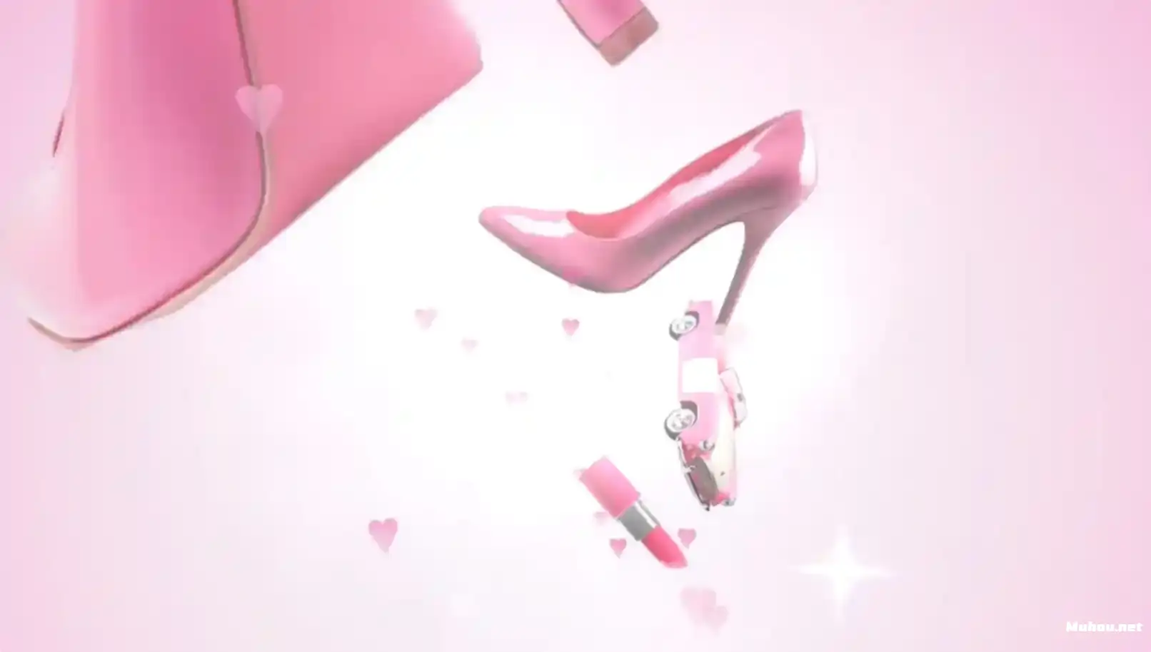 芭比风格3D粉红色标志揭示特效模板FCPX模板