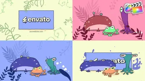 卡通青蛙标志儿童动画片头FCPX模板