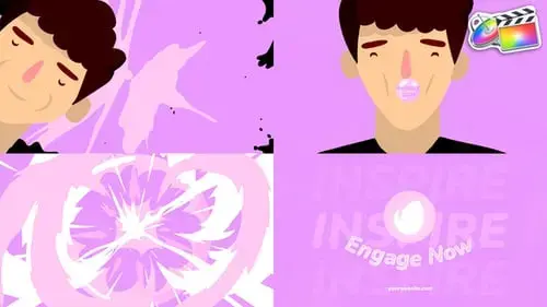 卡通动画男生吐泡泡糖logo标志FCPX模板