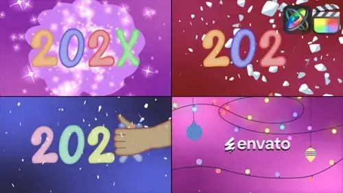 2026新年礼花动画标志FCPX模板