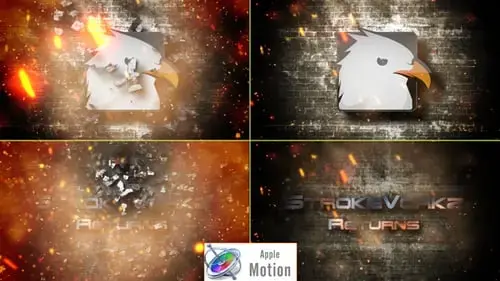 电影火焰冲击徽标-Apple Motion FCPX模板