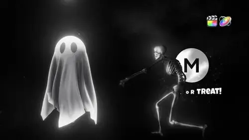 闹鬼的万圣节揭晓Logo片头FCPX模板